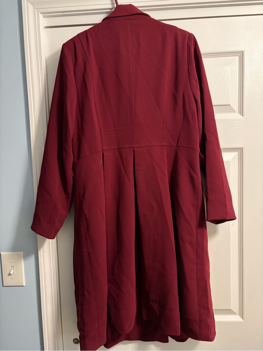 ModCloth Double-Breasted Trench Coat in Burgundy - Picture 2 of 2